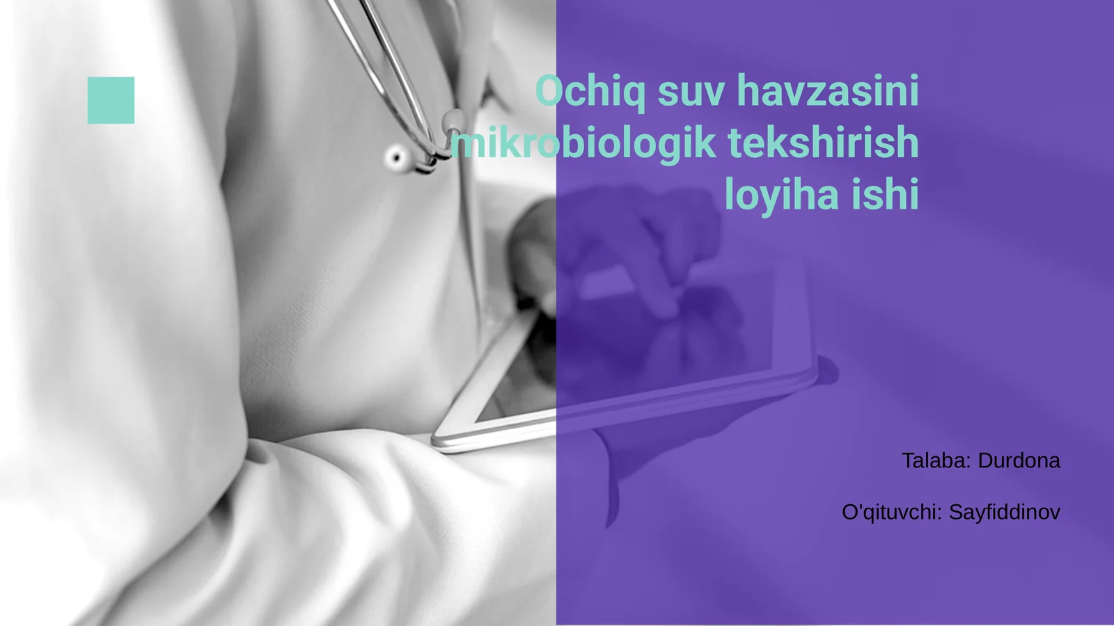 Ochiq suv havzasini mikrobiologik tekshirish loyiha ishi