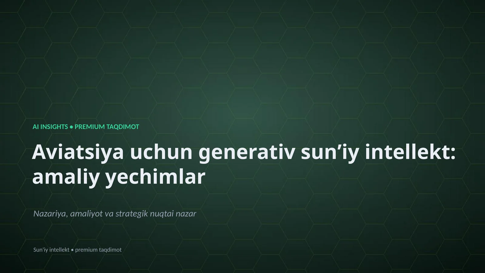 Aviatsiya uchun generativ sunʼiy intellekt: amaliy yechimlar