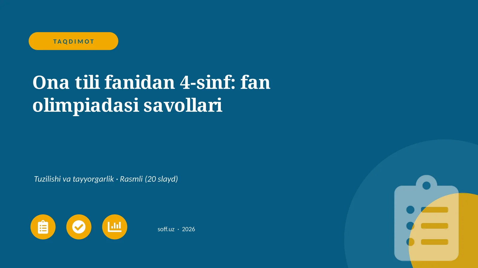 Ona tili fanidan 4-sinf: fan olimpiadasi savollari