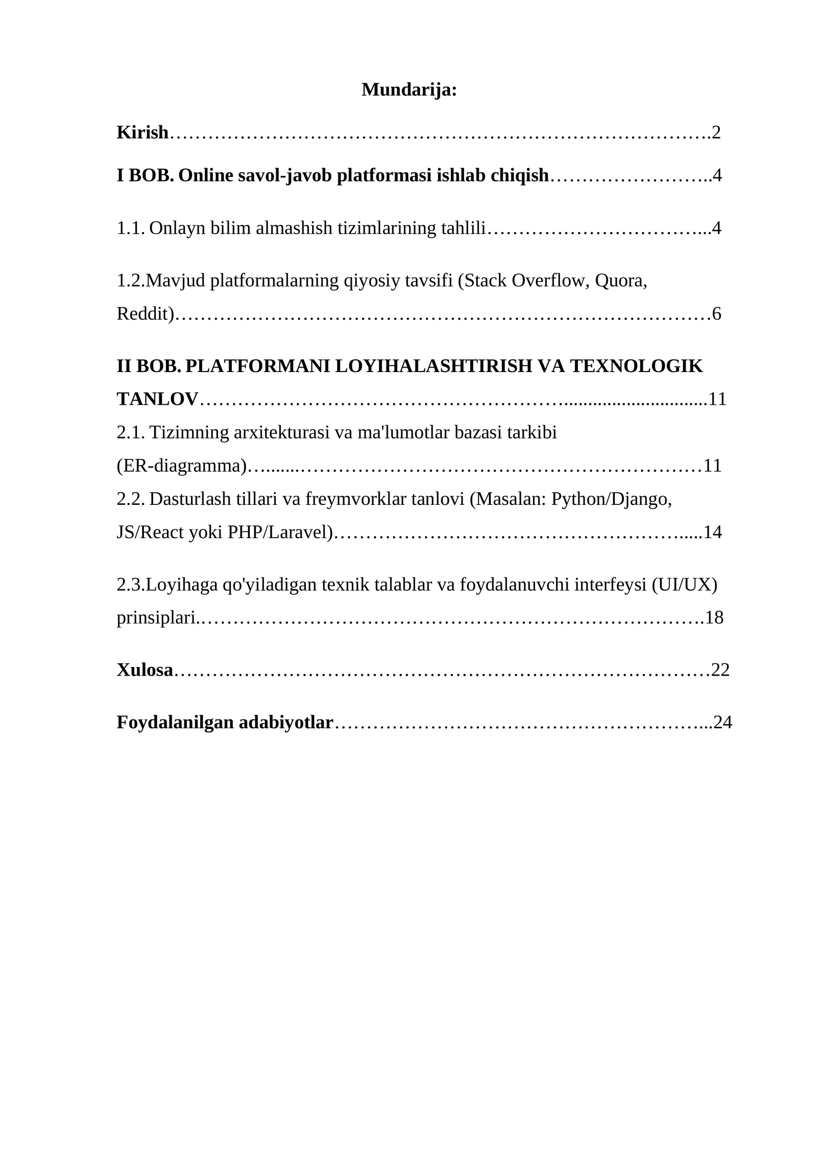 BOB. Online savol-javob platformasi ishlab chiqish