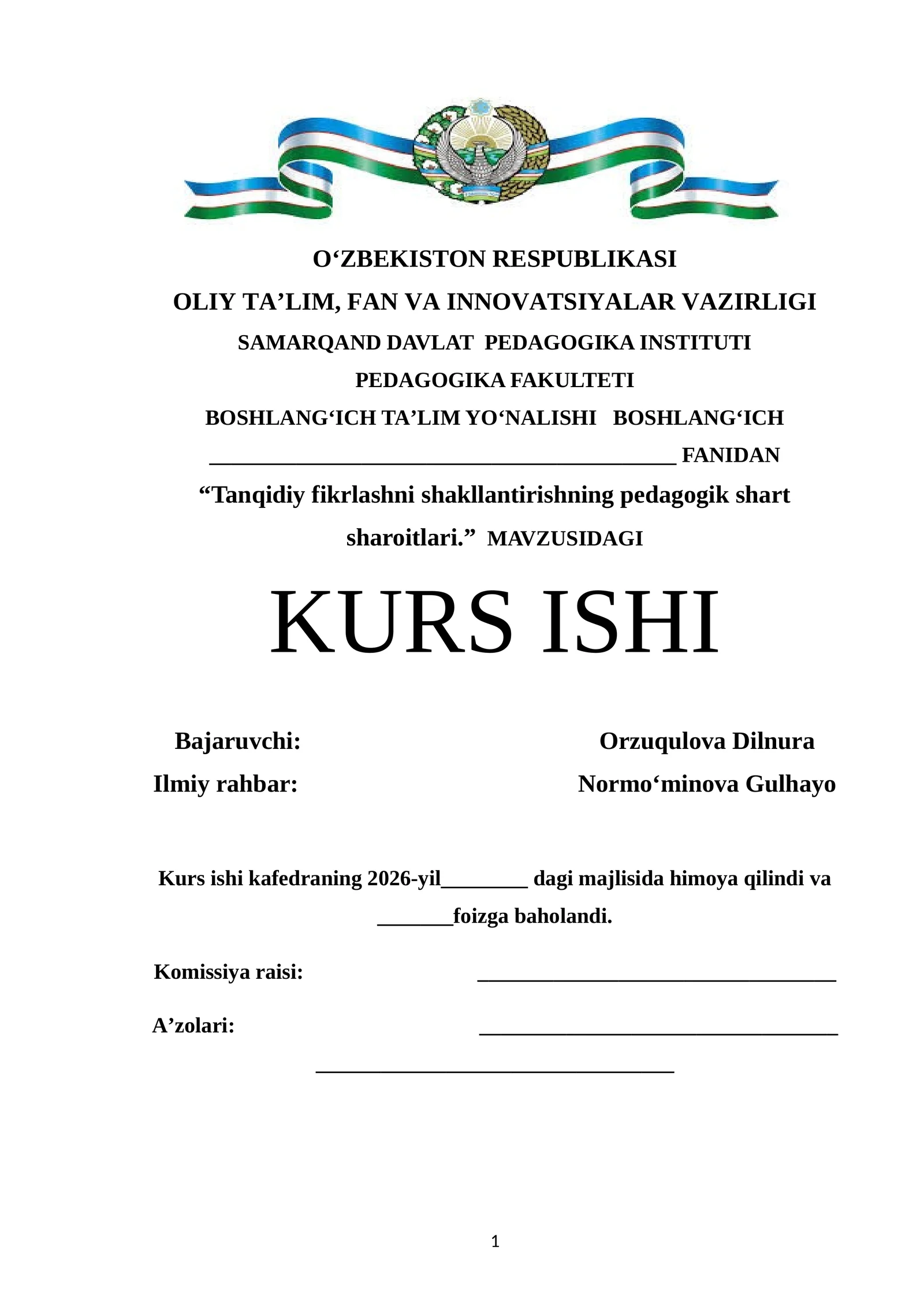 Tanqidiy _fikrlashni _shakllantirishning _pedagogik_ shart_ sharoitlari