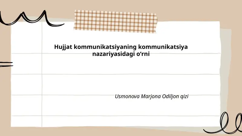 Hujjat kommunikatsiyaning kommunikatsiya nazariyasidagi oʻrni
