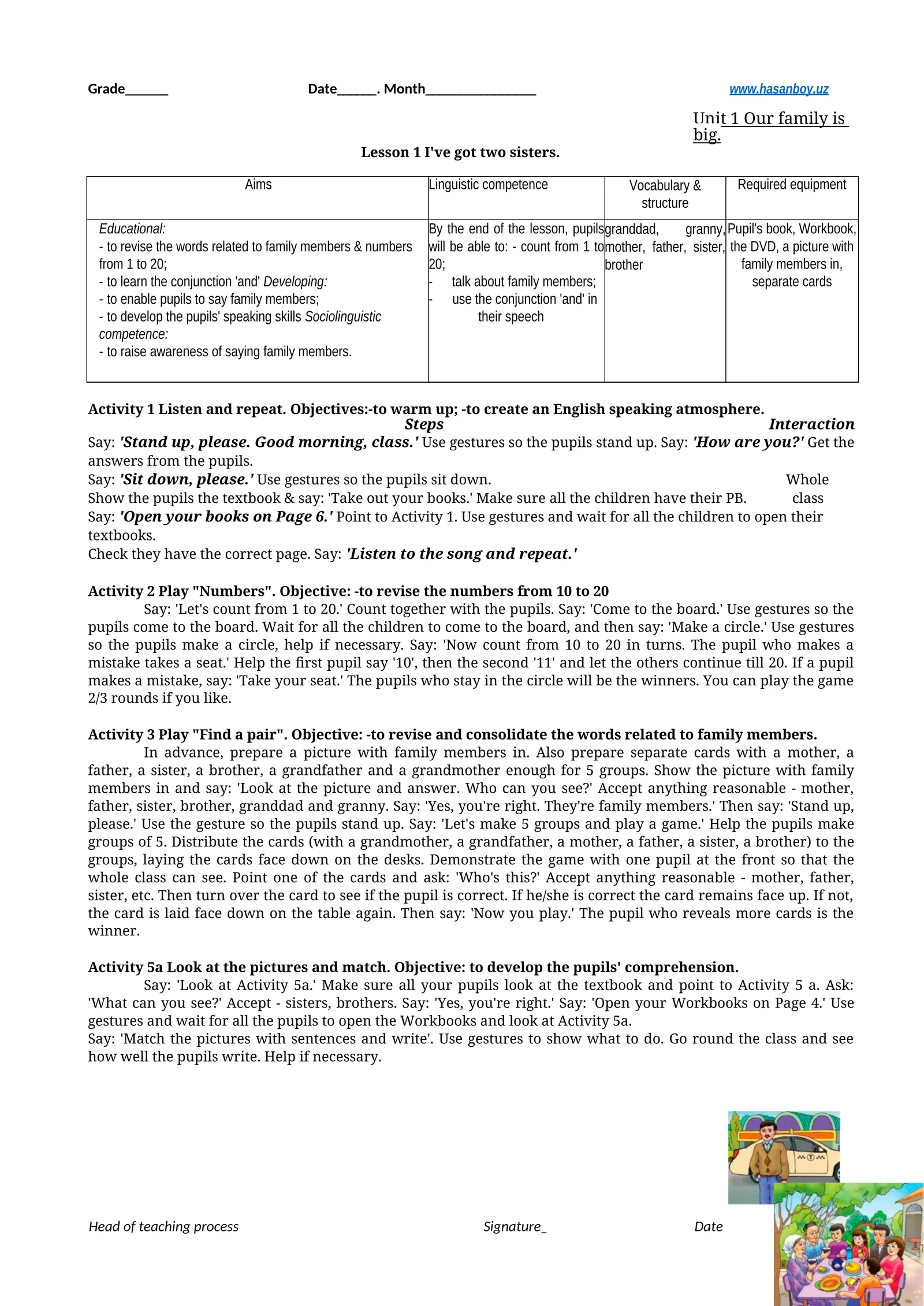 Unit 1 Our family is big. Lesson 1 I've got two sisters