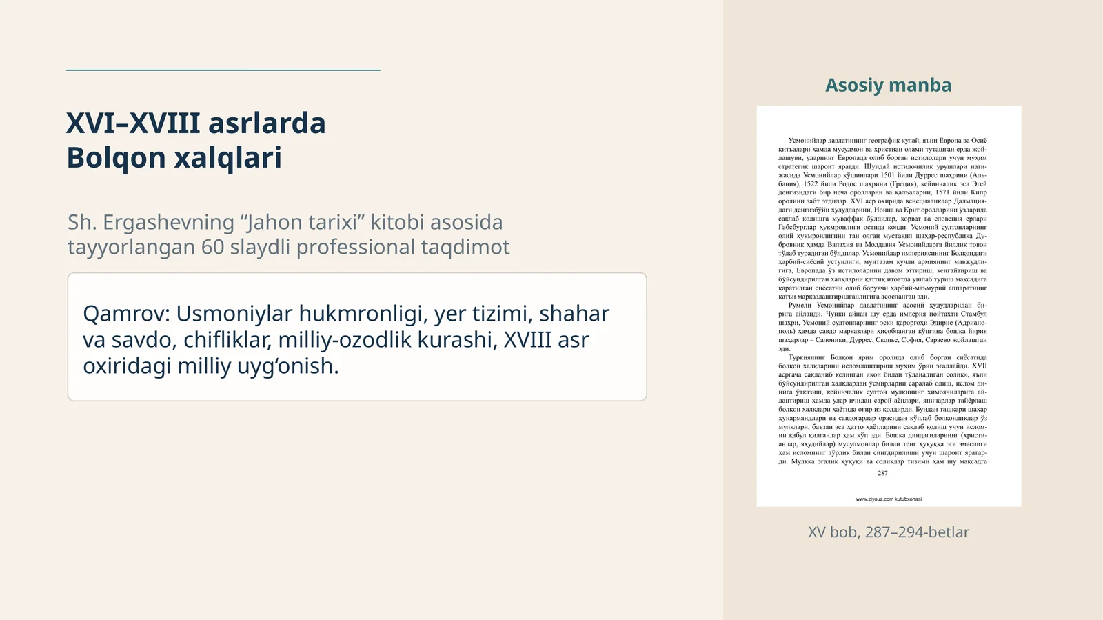 XVI–XVIII asrlarda Bolqon xalqlari