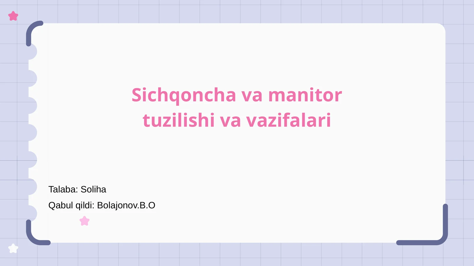 Sichqoncha va manitor tuzilishi va vazifalari