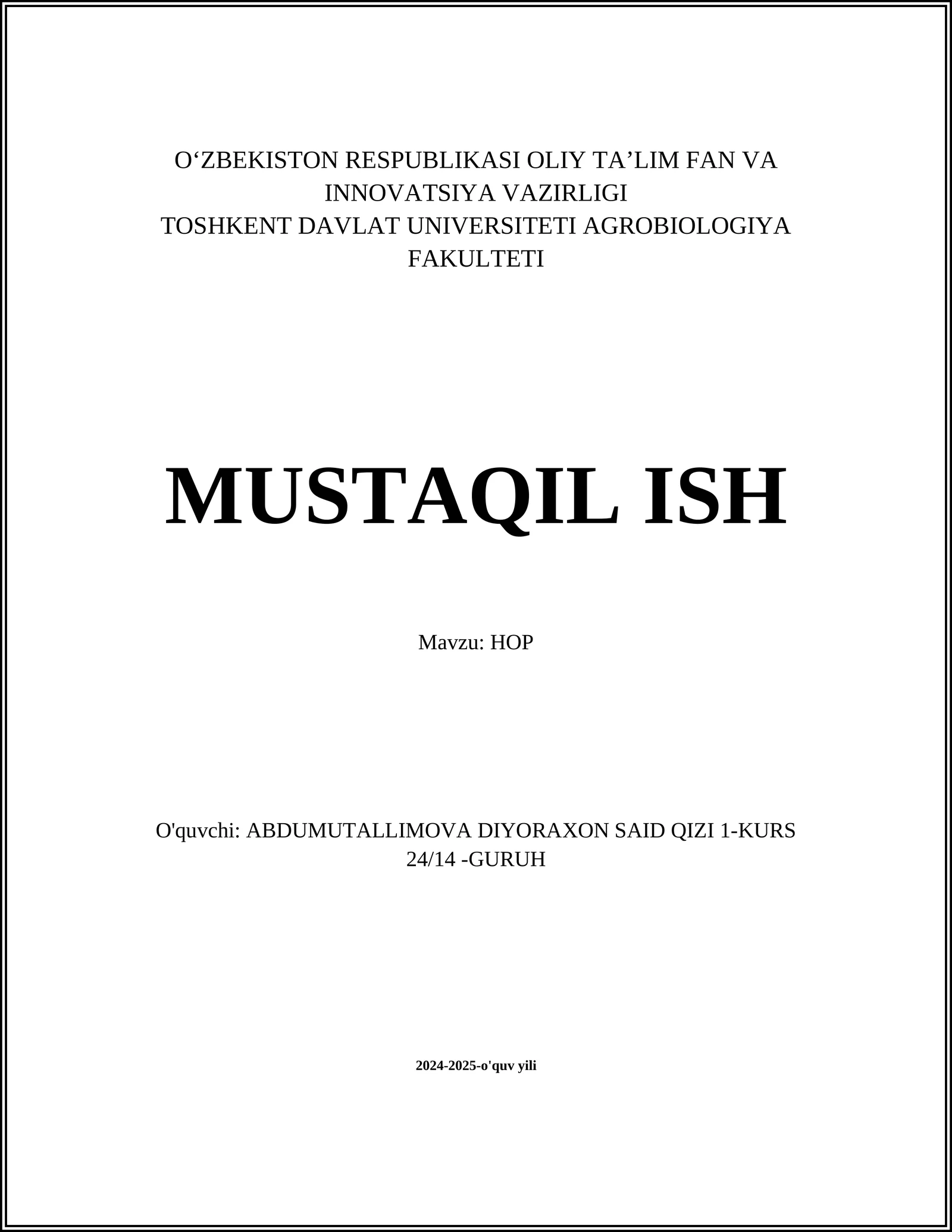 HOP - Tadqiqot Metodlari