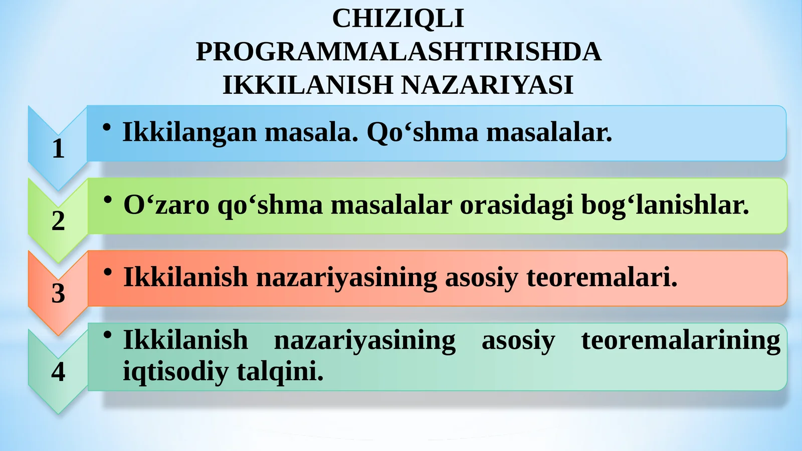 CHIZIQLI PROGRAMMALASHTIRISHDA IKKILАNISH NАZАRIYASI