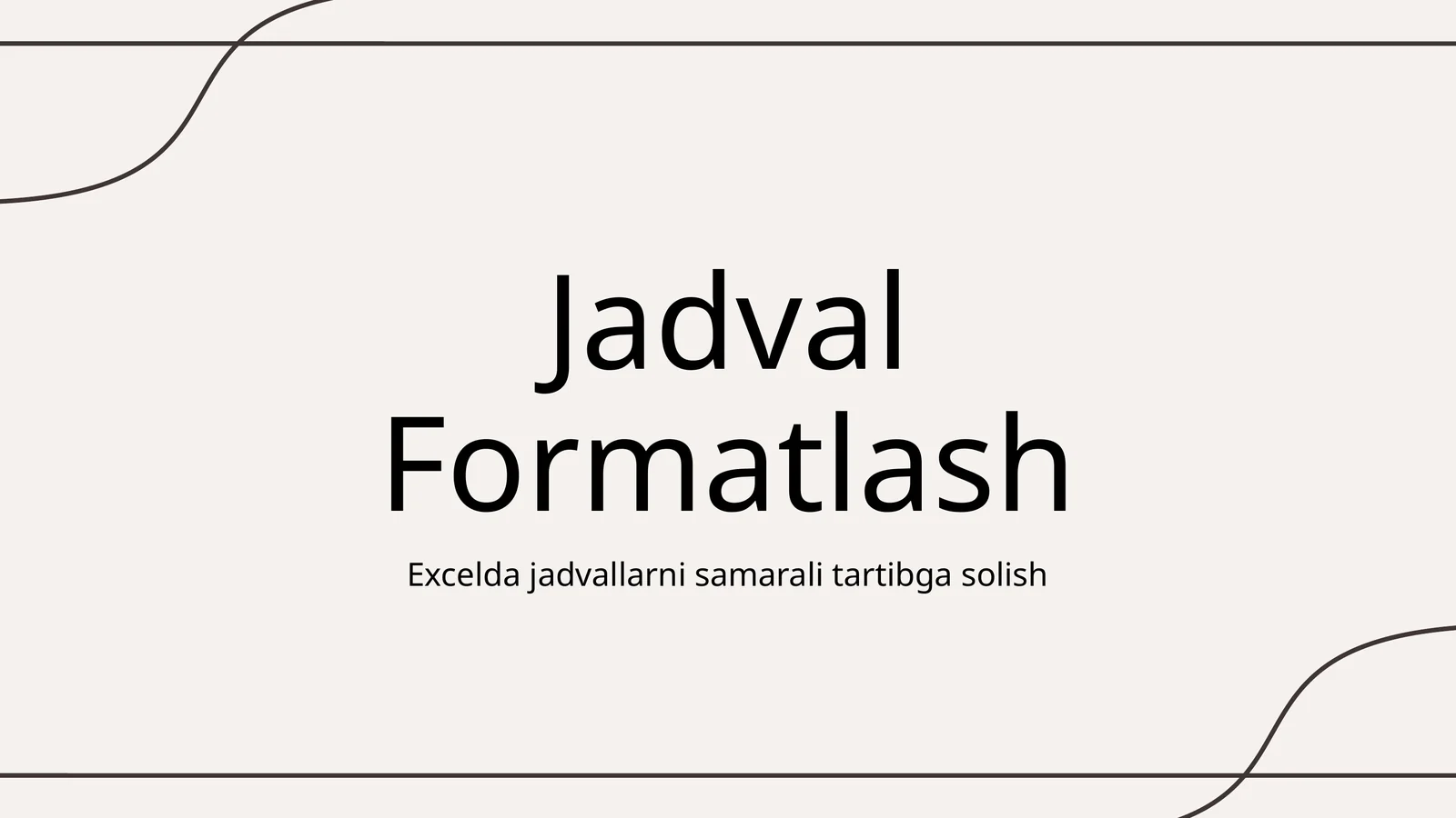 Jadval Formatlash