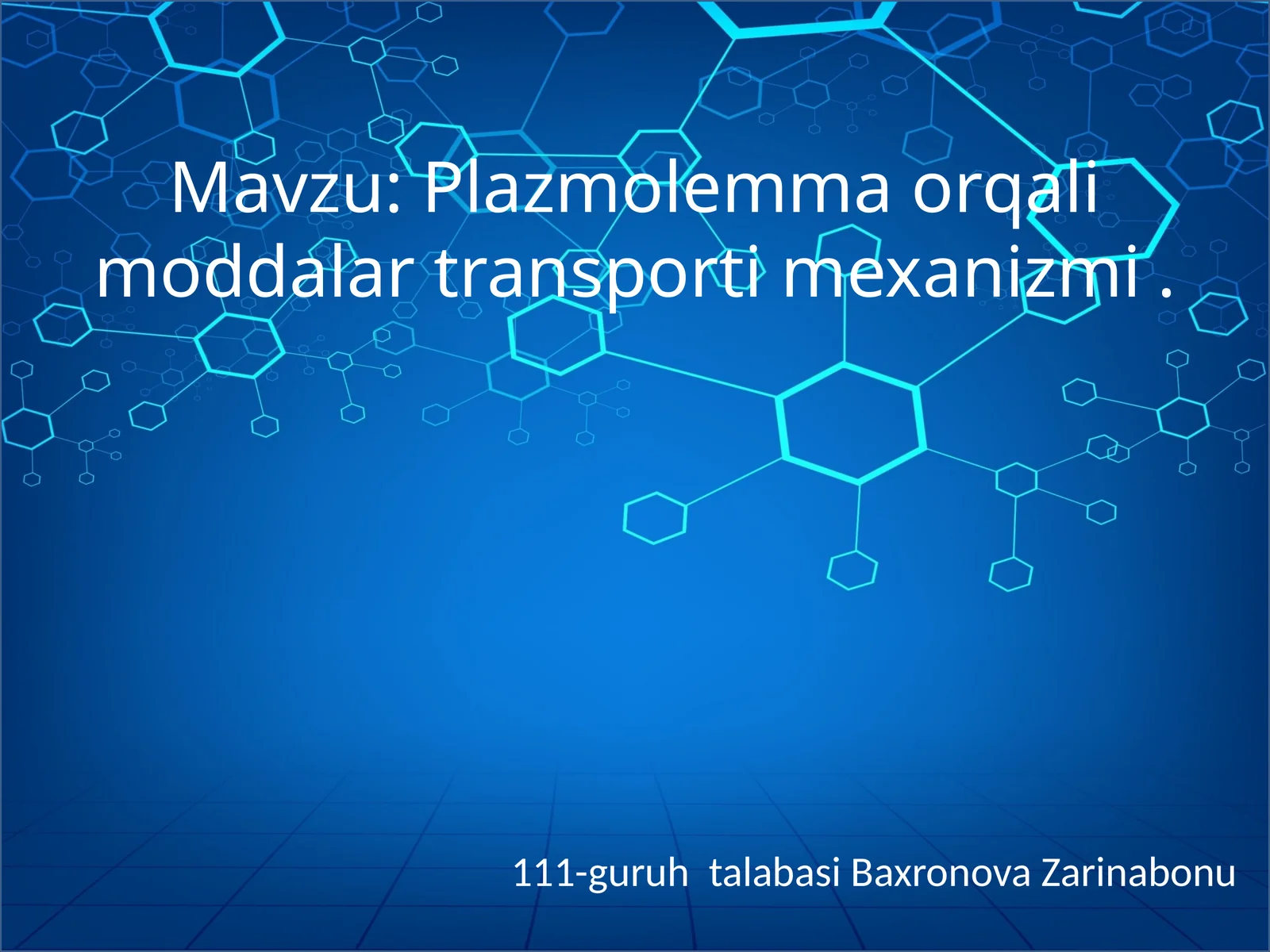 Plazmollema orqali moddalar transporti mexanizmi
