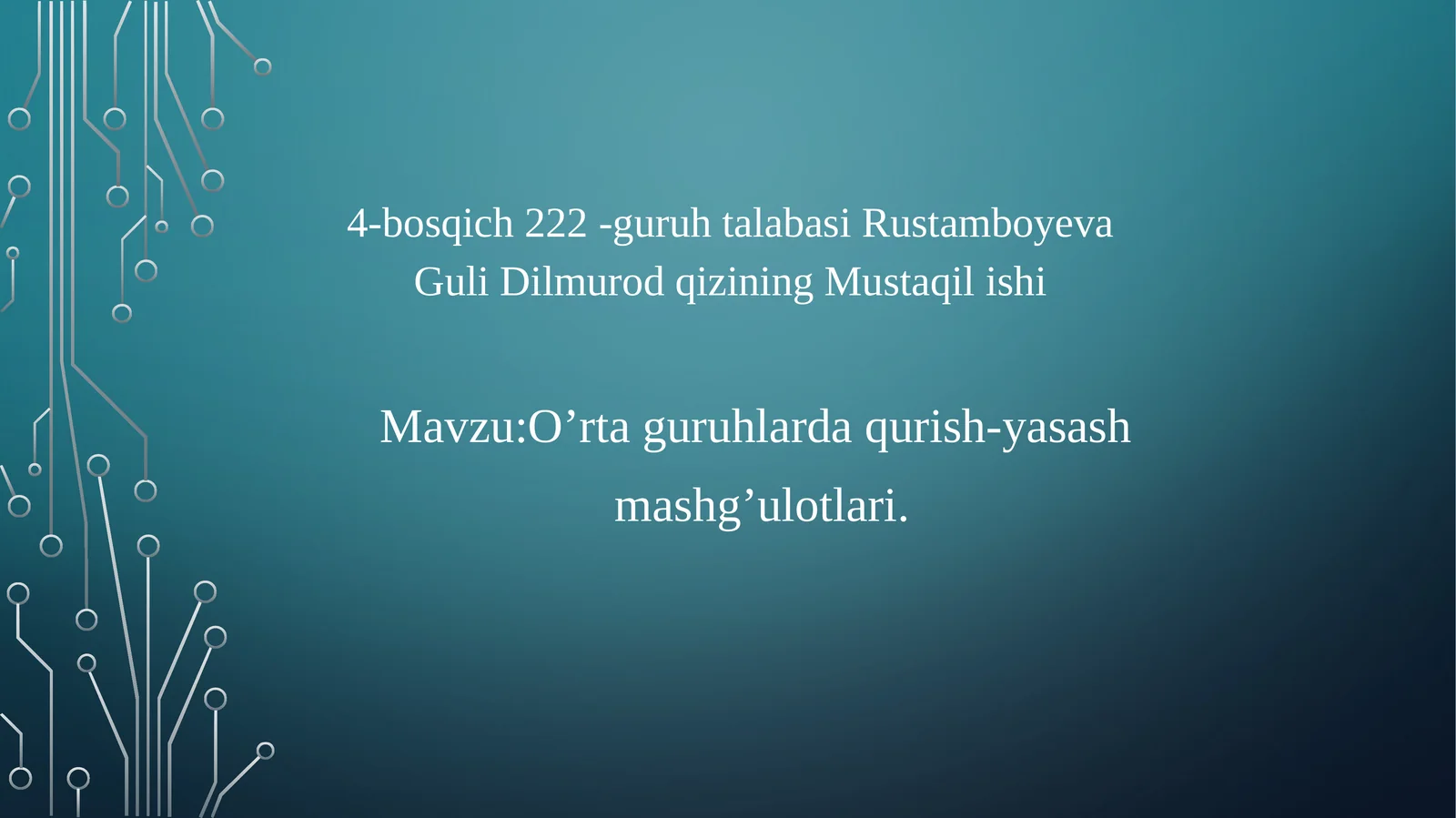 O’rta guruhlarda qurish-yasash mashg’ulotlari