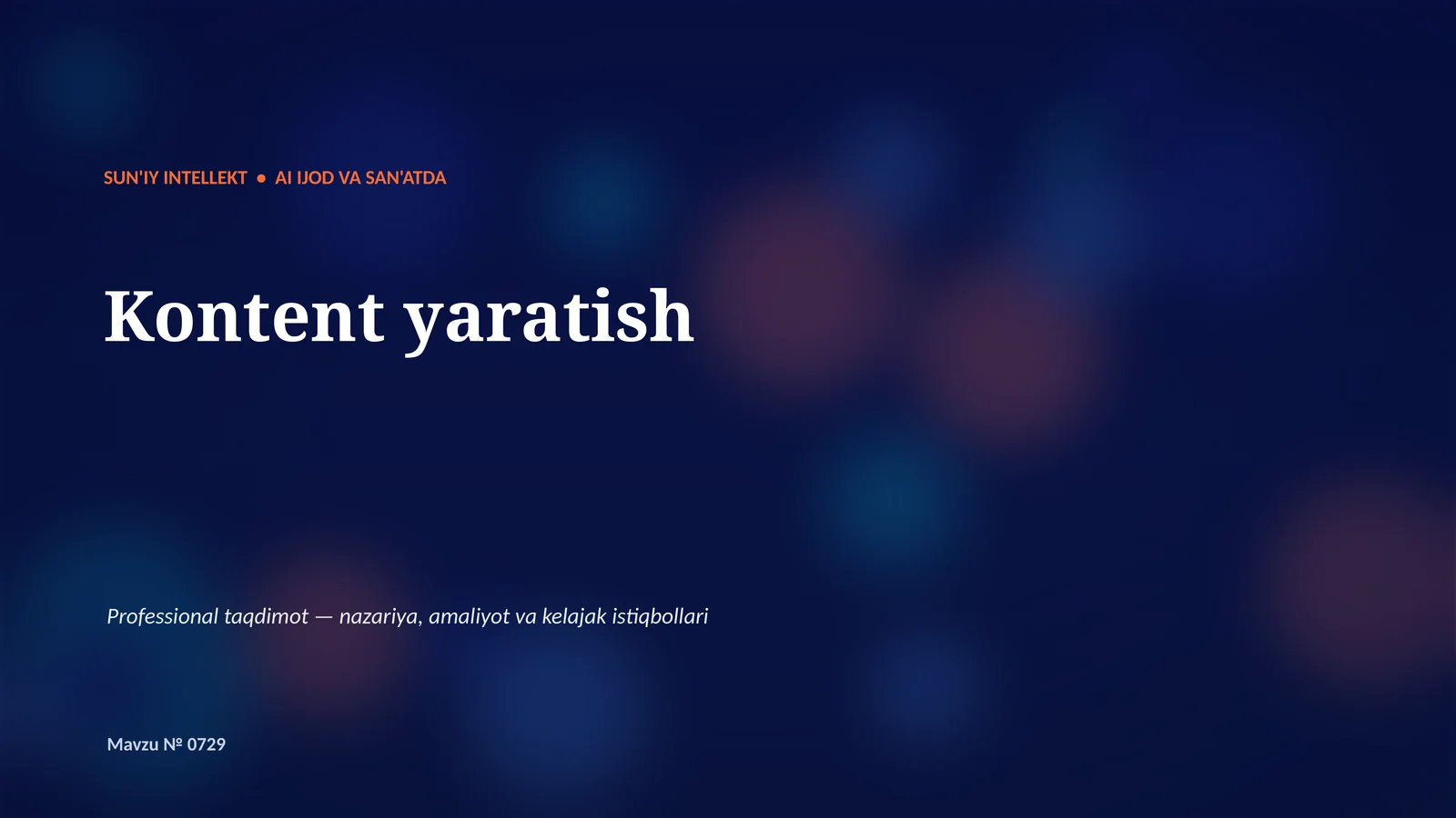 SUN'IY INTELLEKT • AI IJOD VA SAN'ATDA