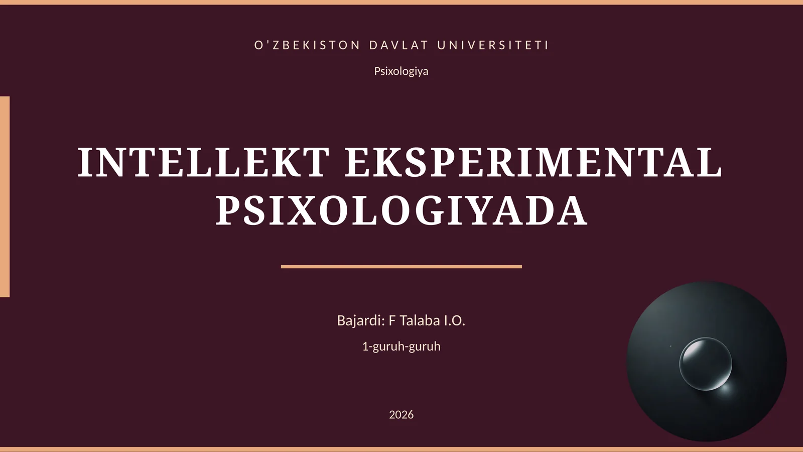 INTELLEKT EKSPERIMENTAL PSIXOLOGIYADA