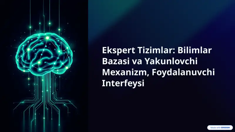 Ekspert Tizimlar: Bilimlar Bazasi va Yakunlovchi Mexanizm, Foydalanuvchi Interfeysi