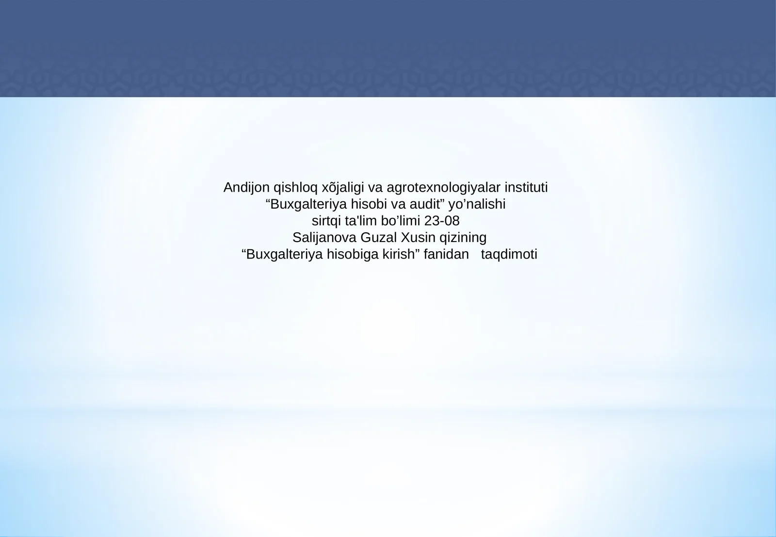 Buxgalteriya hisobiga kirish