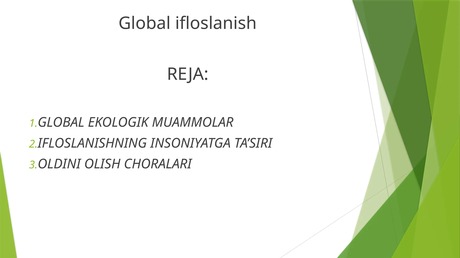 Global ifloslanish