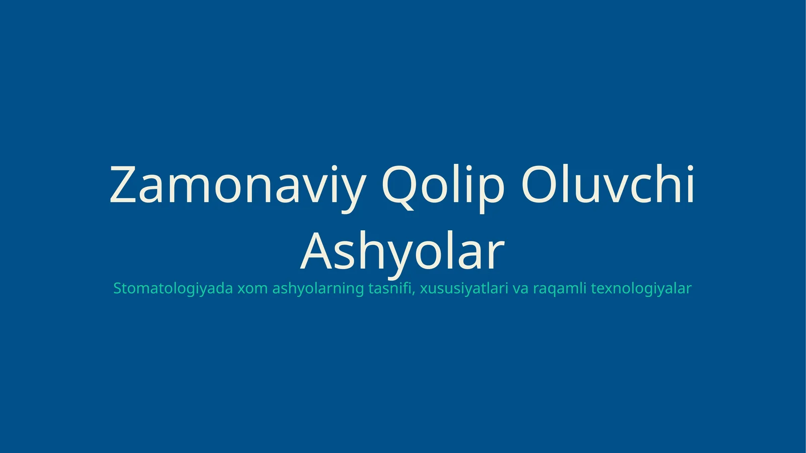 Stomatologiyada zamonaviy qolip oluvchi ashyolar
