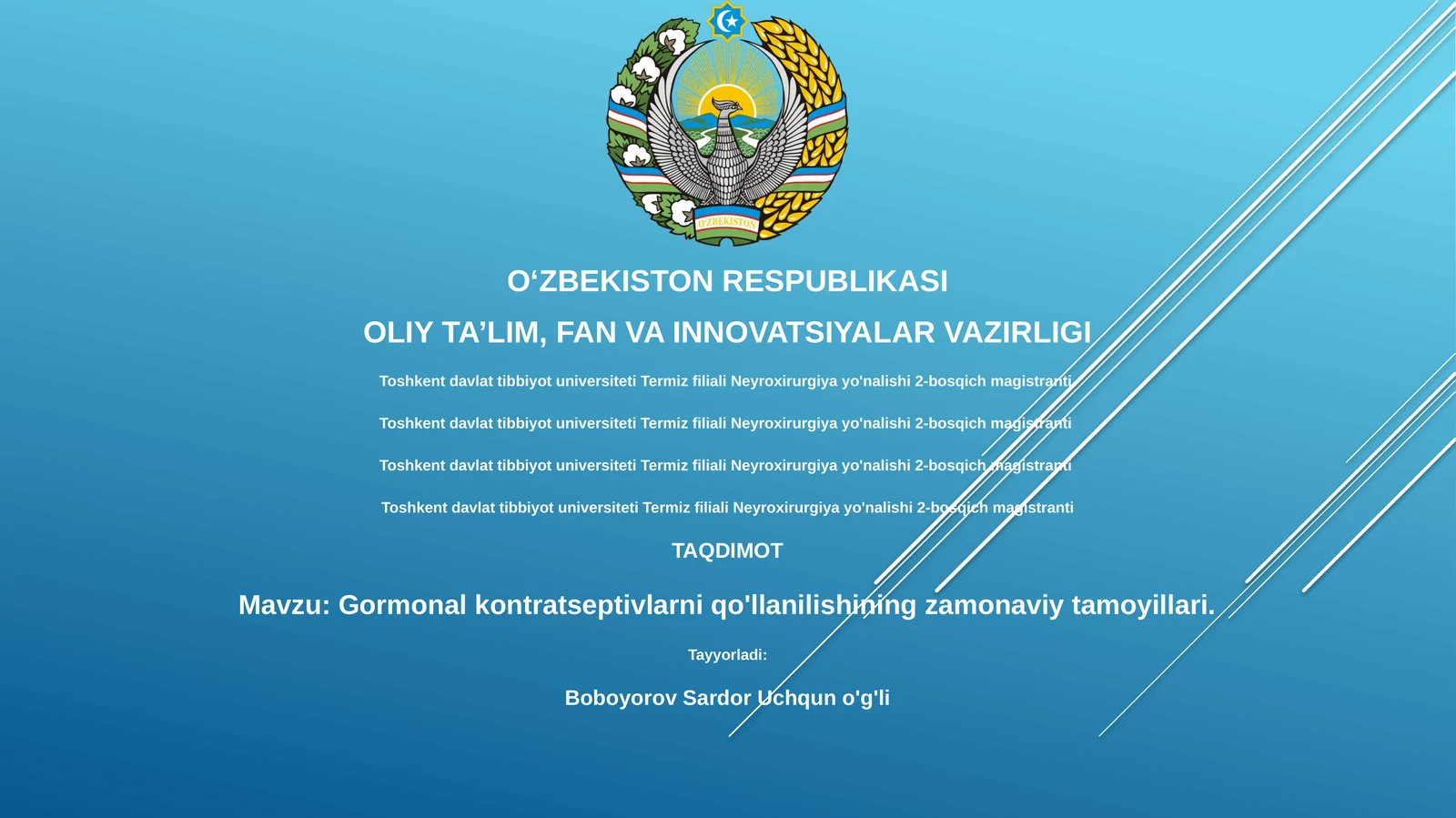 Gormonal kontratseptivlarni qo'llanilishining zamonaviy tamoyillari