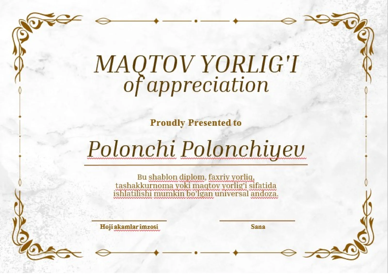 MAQTOV YORLIG'I