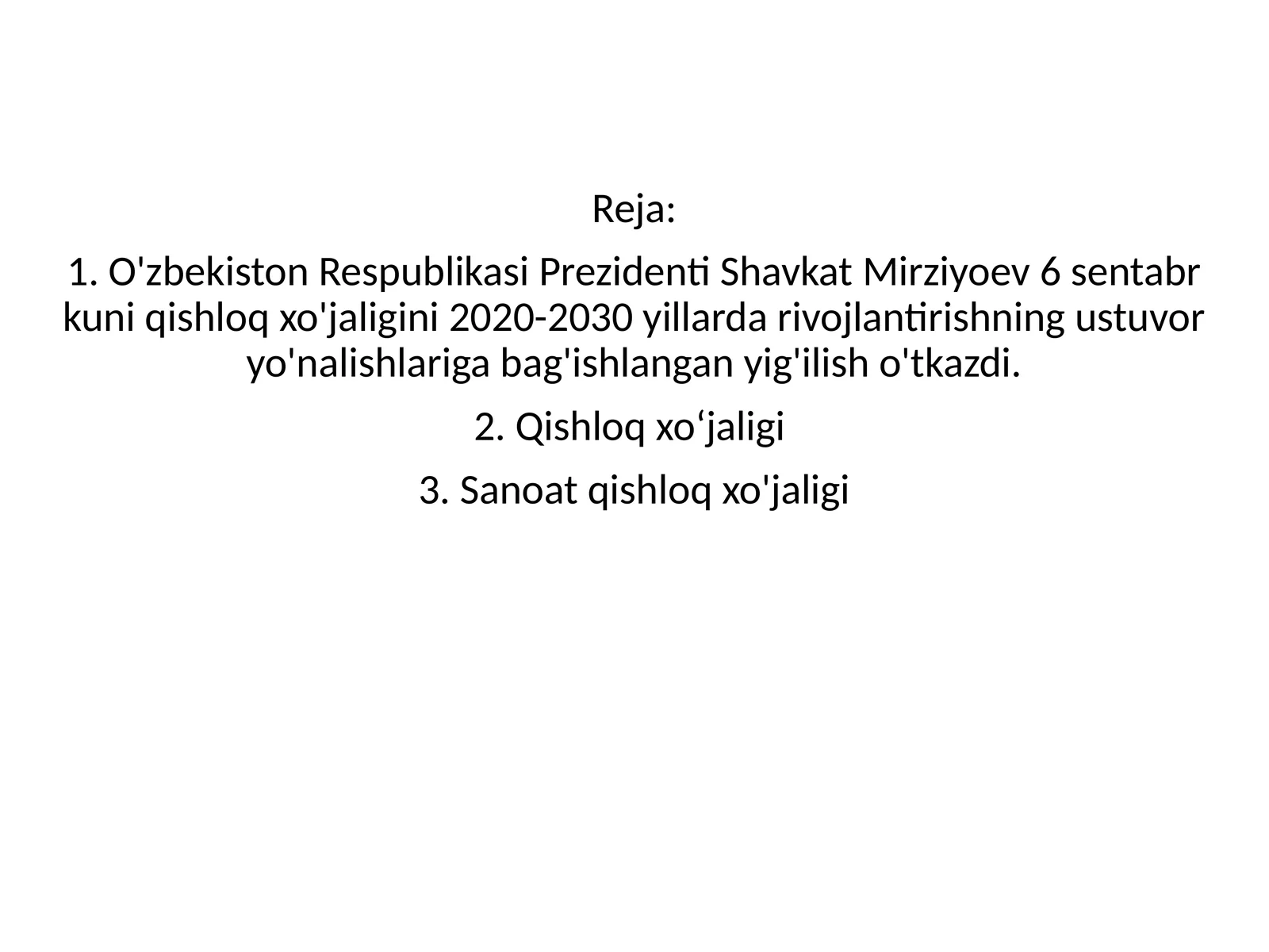 Qishloq xo'jaligi