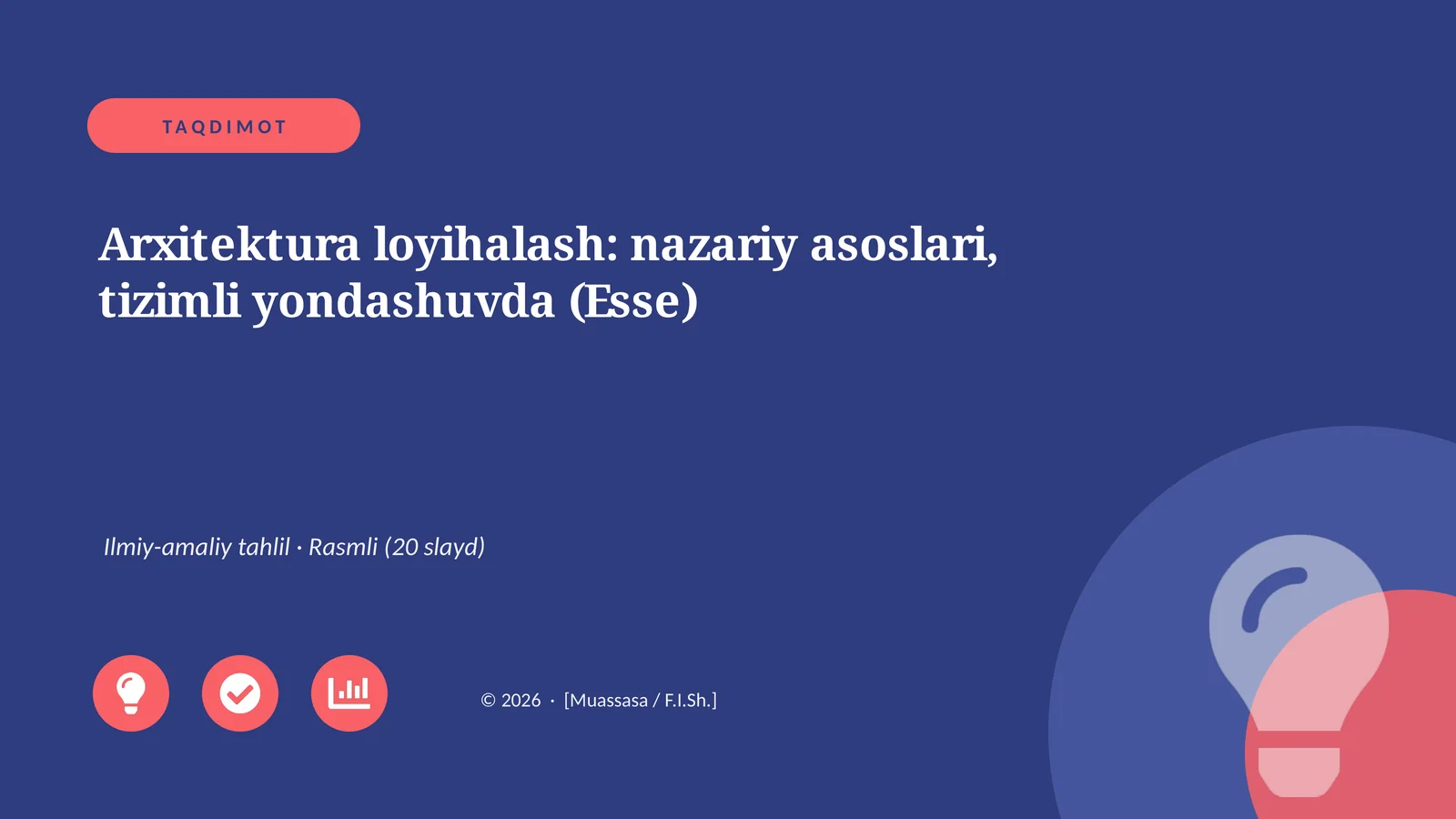 Arxitektura loyihalash: nazariy asoslari, tizimli yondashuvda (Esse)