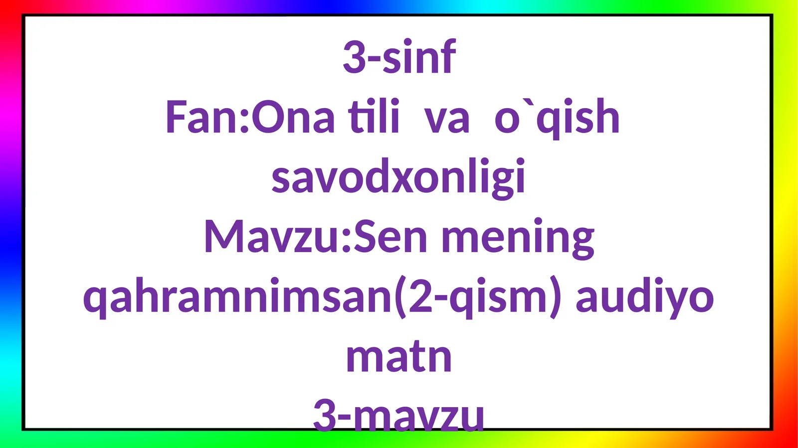 Sen mening qahramonimsan (2-qism)