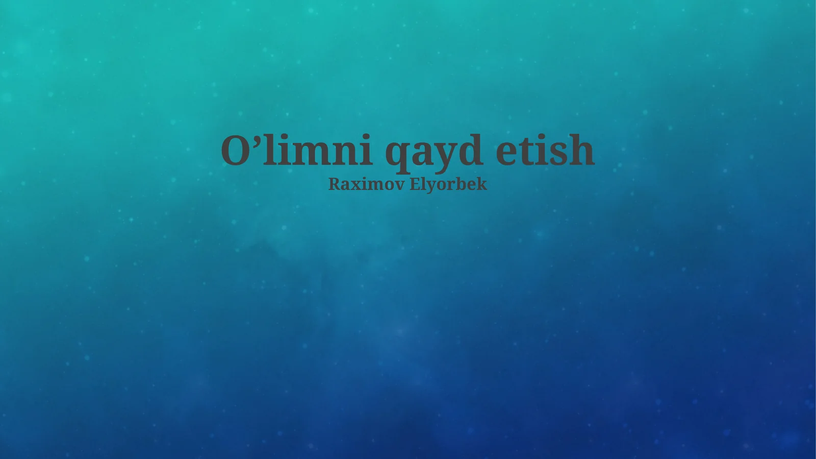 Oʼlimni qayd etish