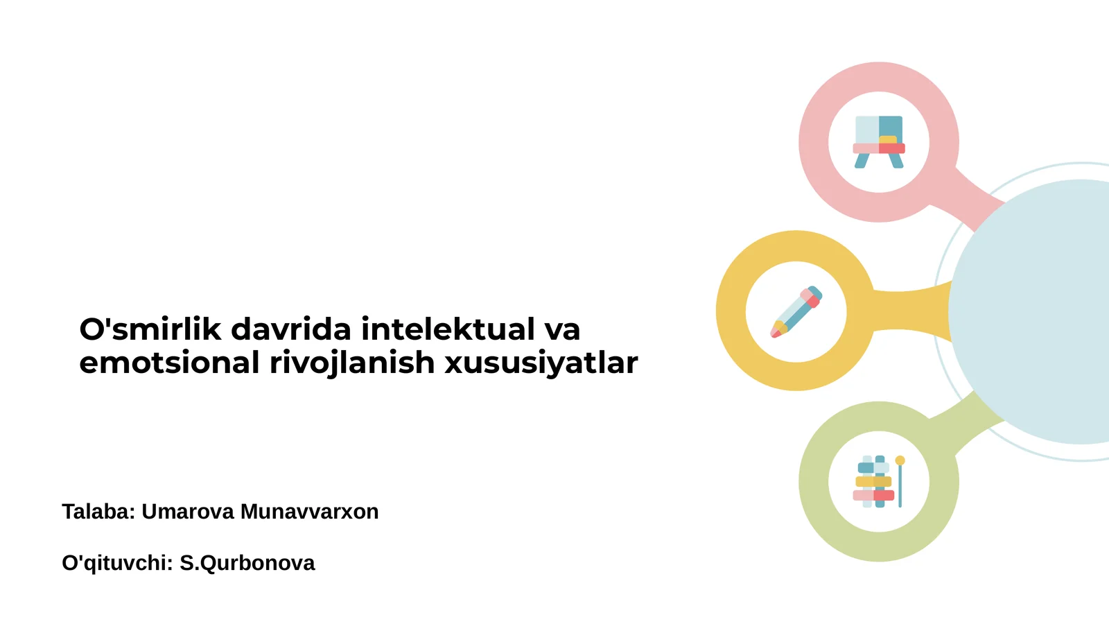 O'smirlik davrida intelektual va emotsional rivojlanish xususiyatlar