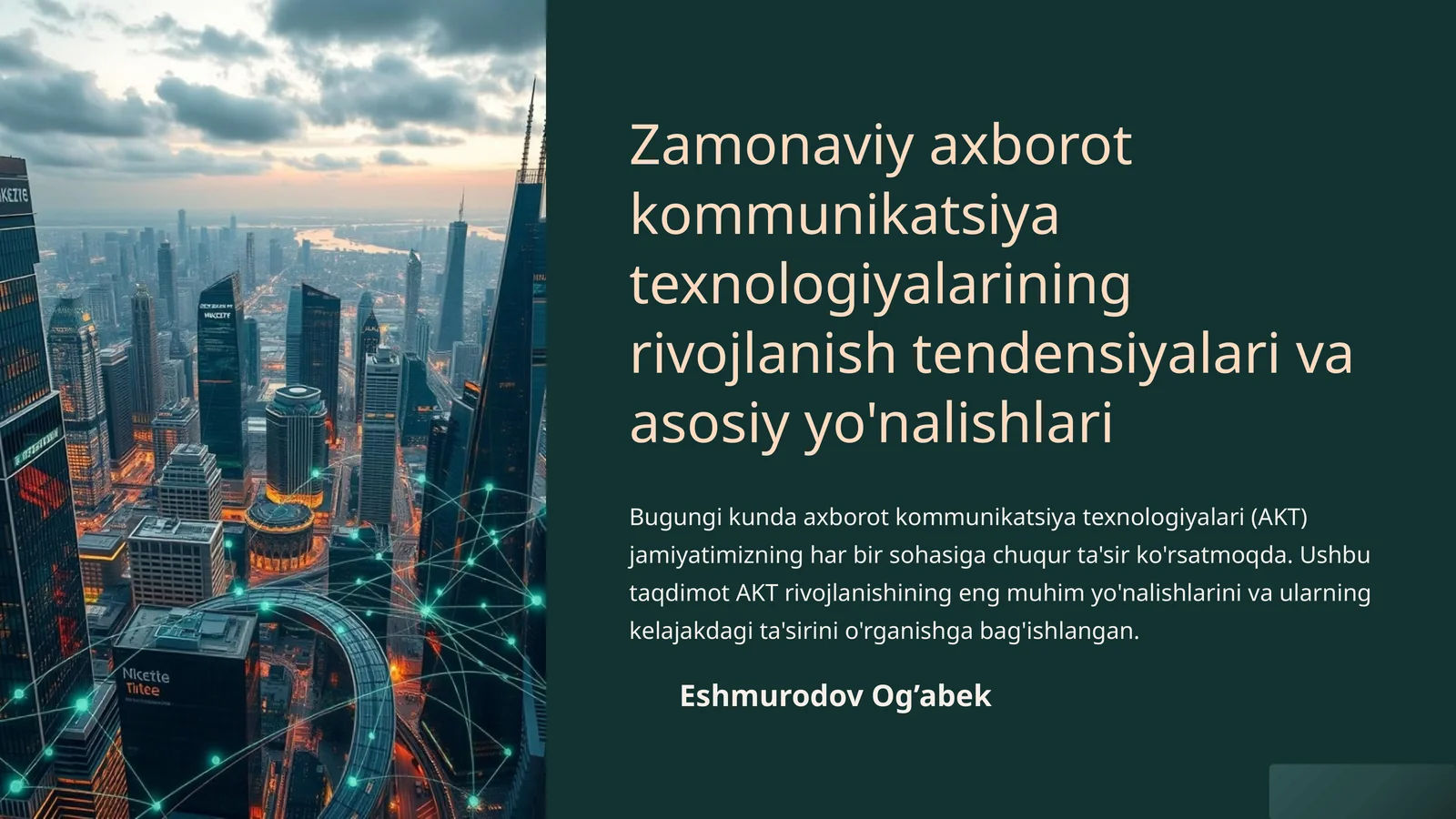 Zamonaviy axborot kommunikatsiya texnologiyalarining rivojlanish tendensiyalari va asosiy yo'nalishlari