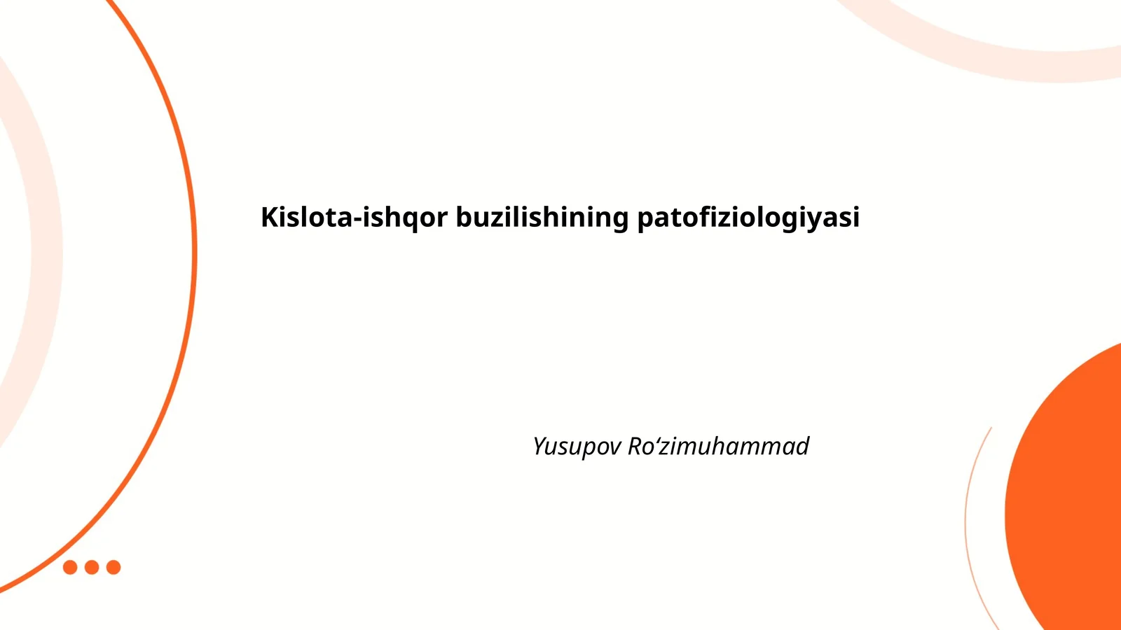 Kislota-ishqor buzilishining patofiziologiyasi