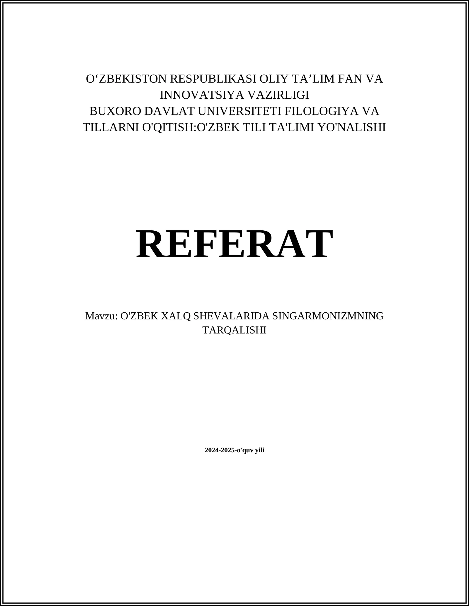 O'zbek Xalq Shevalarida Singarmonizmning Tarqalishi