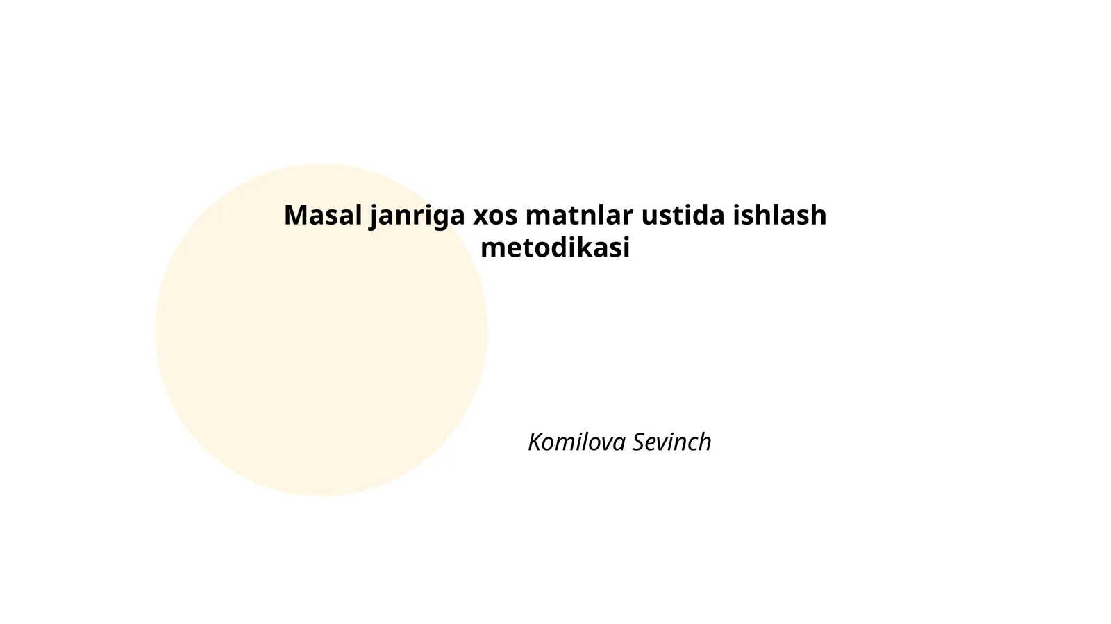 Masal janriga xos matnlar ustida ishlash metodikasi