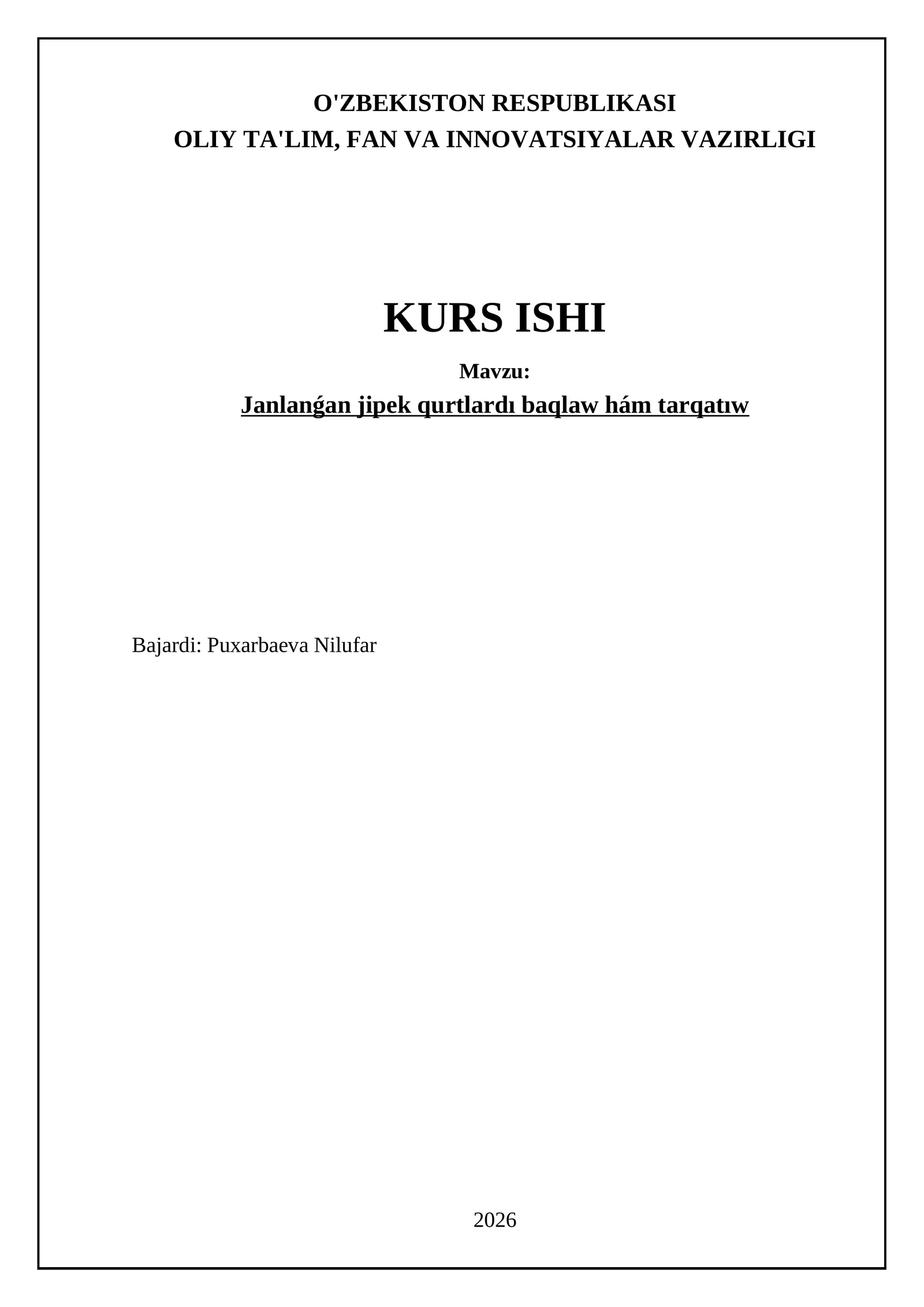 Janlanǵan jipek qurtlardı baqlaw hám tarqatıw