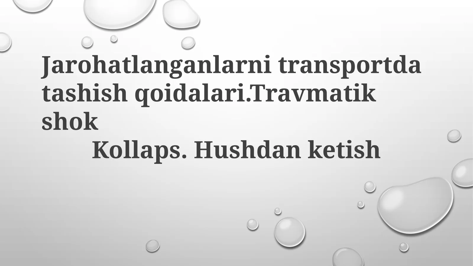 Jarohatlanganlarni tashish qoidalari