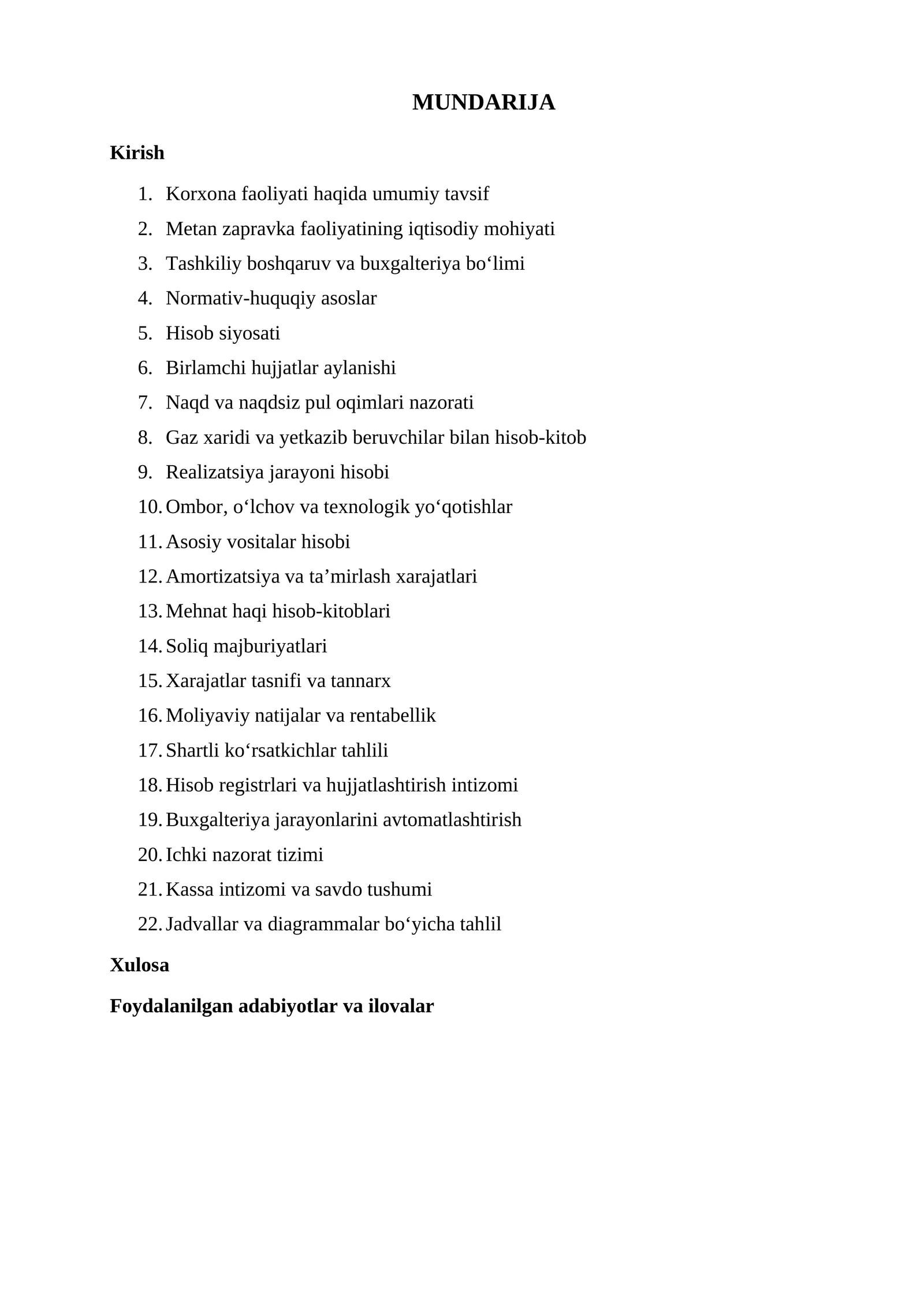 METAN ZAPRAVKA AMALIYOT HISOBOT