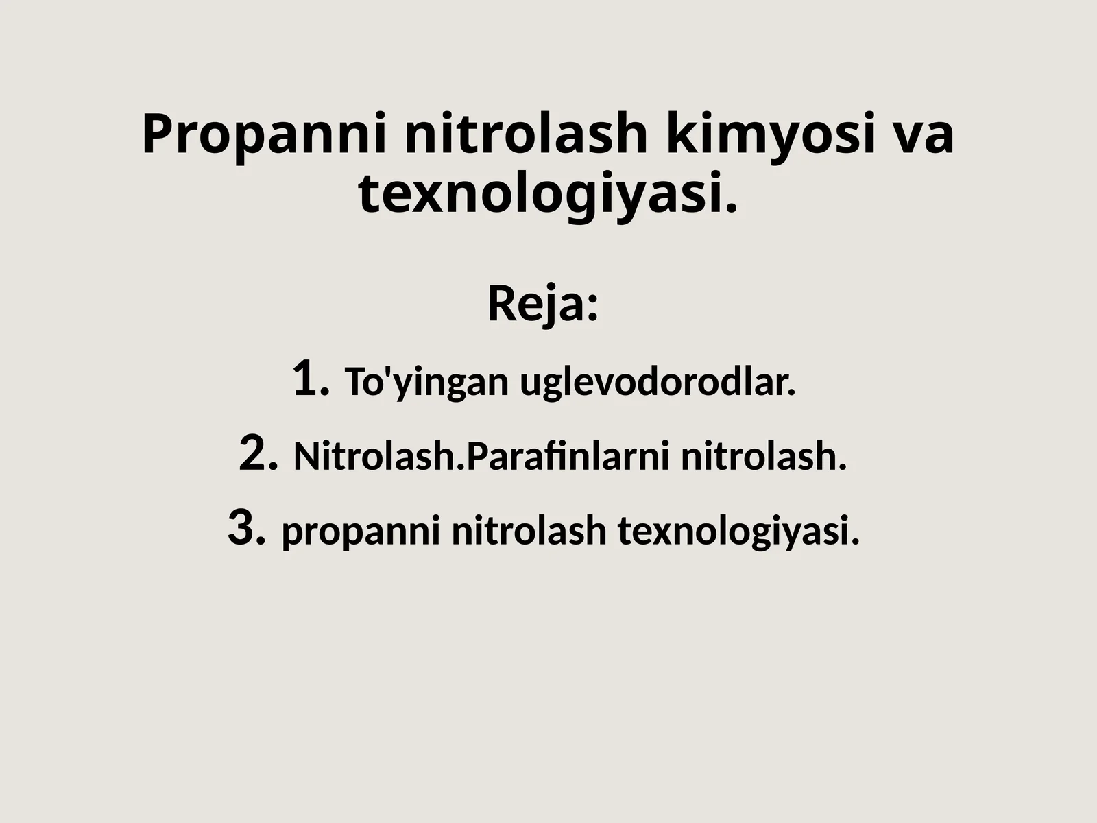 Propanni nitrolash kimyosi va texnologiyasi