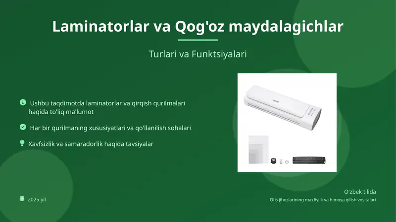 Laminatorlar va Qog'oz maydalagichlar