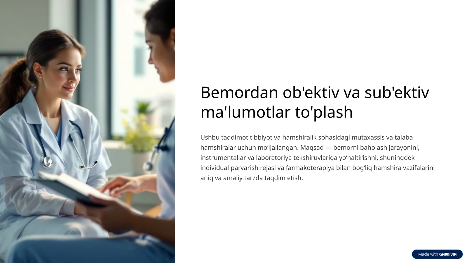 Bemordan ob'ektiv va sub'ektiv ma'lumotlar to'plash
