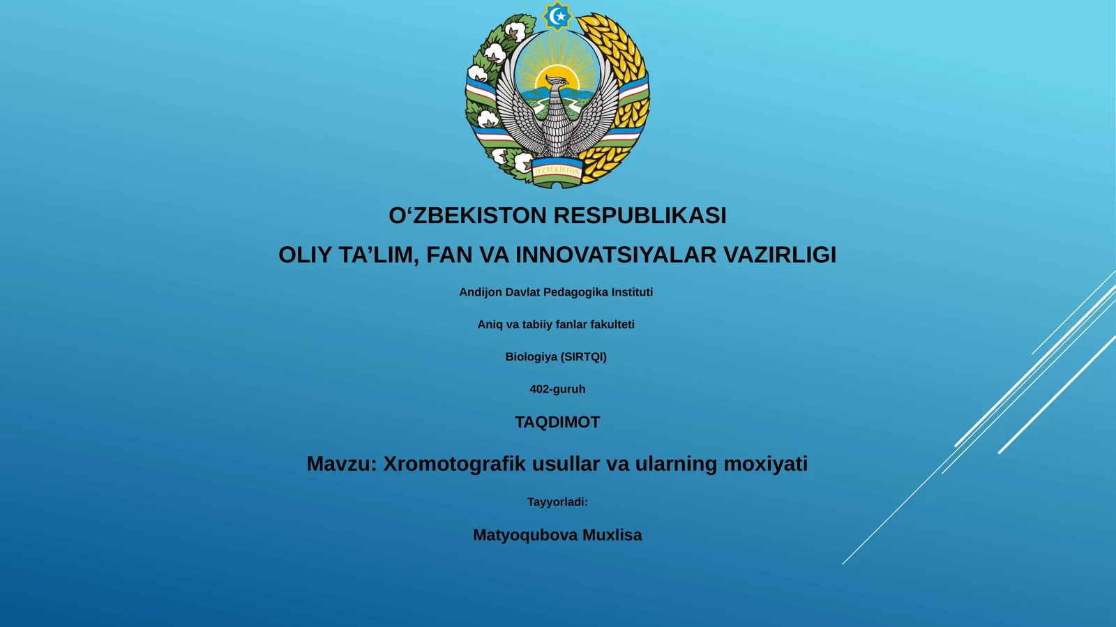 Xromotografik usullar va ularning moxiyati