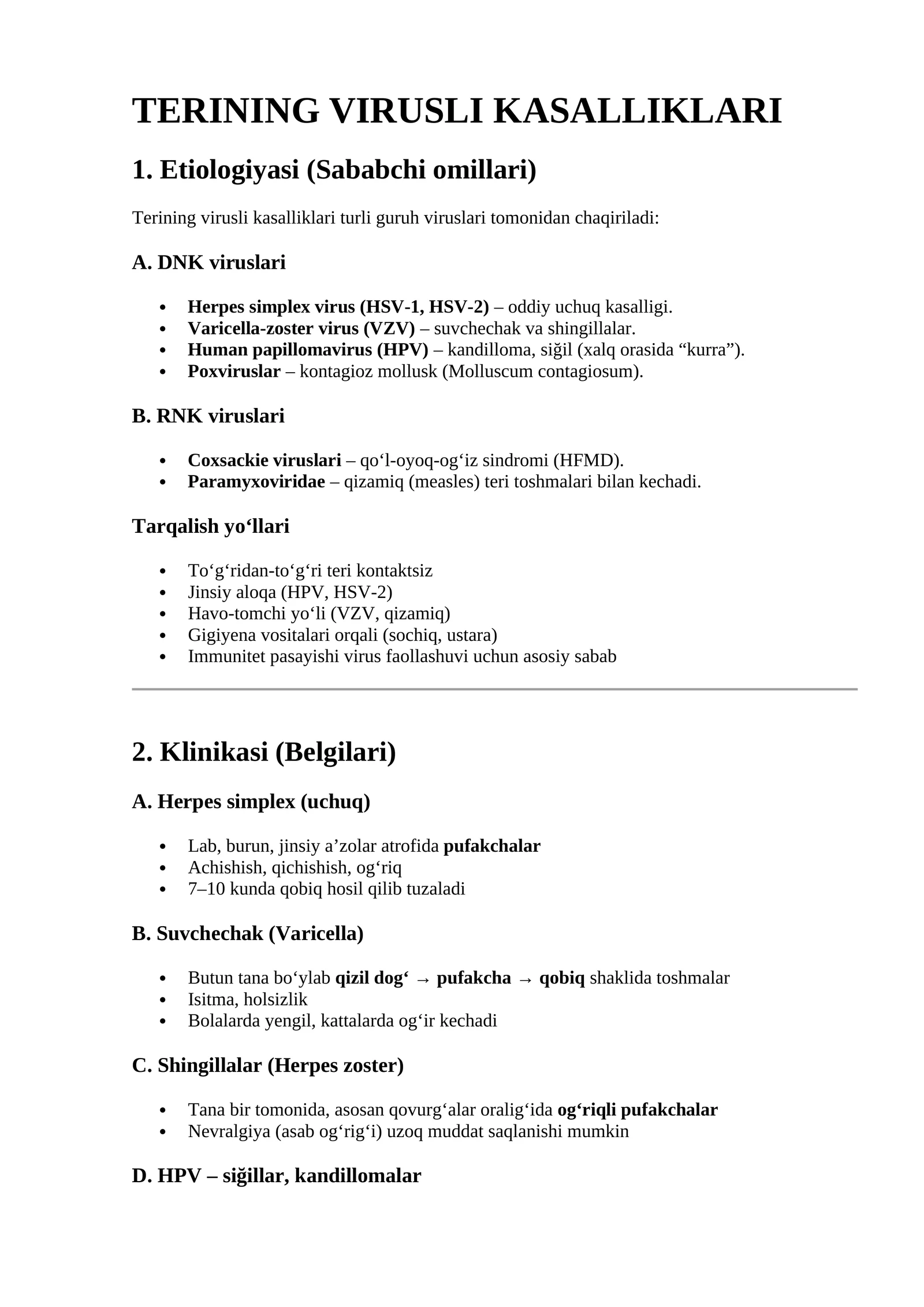 TERINING VIRUSLI KASALLIKLARI