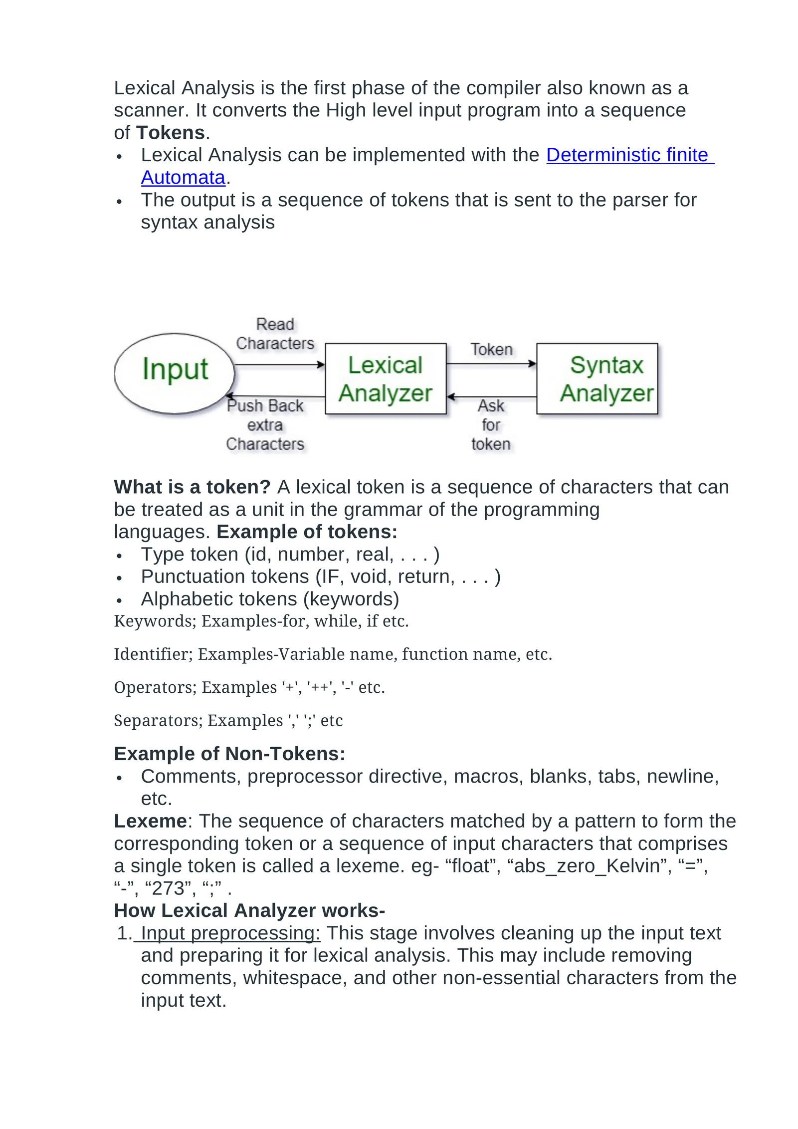 Lexical Analysis in Compiler Design