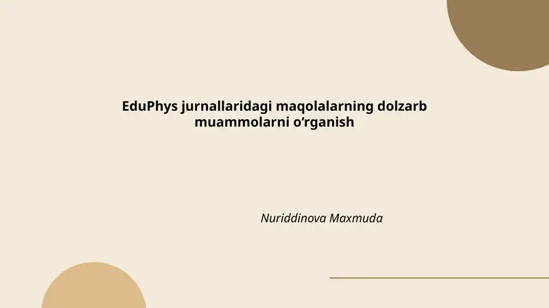EduPhys jurnallaridagi maqolalar