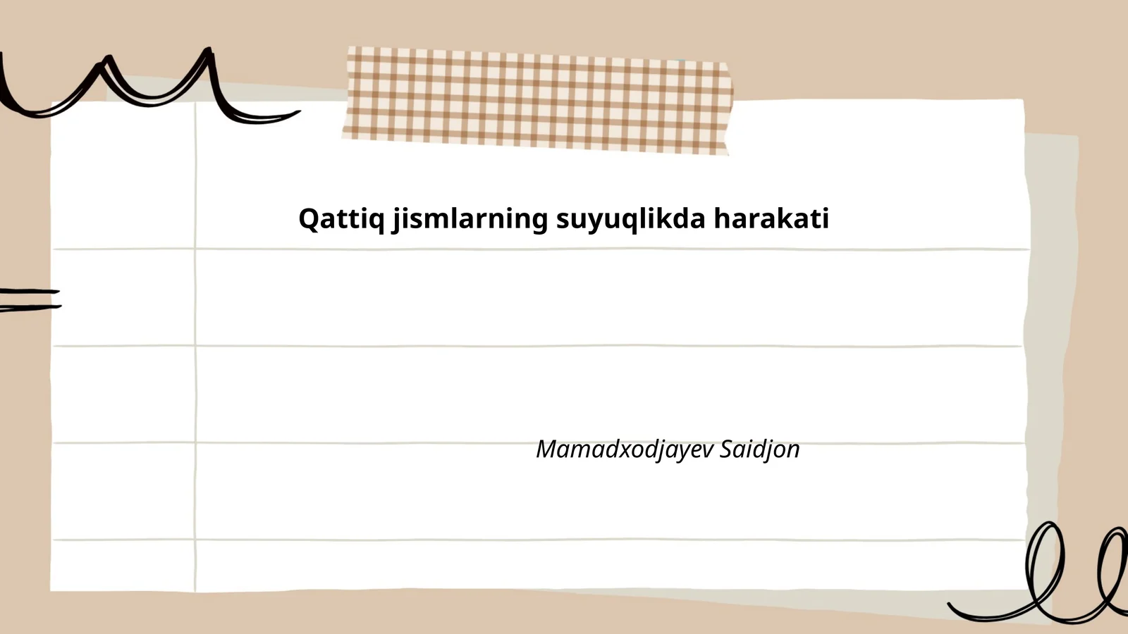 Qattiq jismlarning suyuqlikda harakati
