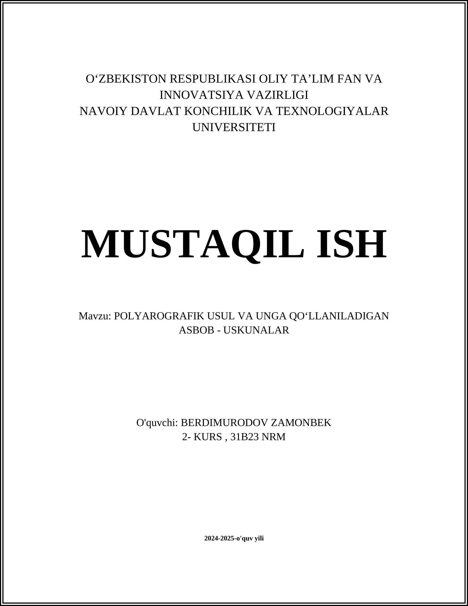 POLYAROGRAFIK USUL VA UNGA QOʻLLANILADIGAN ASBOB - USKUNALAR