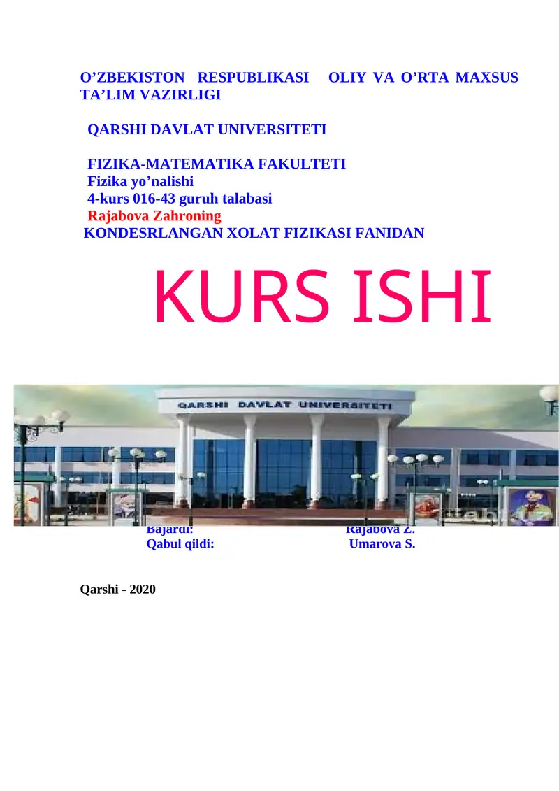 Yarim  o‘tkazgichlar fizikasi asoslari Kristall panjara. Yarim  o‘tkazgichlarda nuqsonlar turlari.