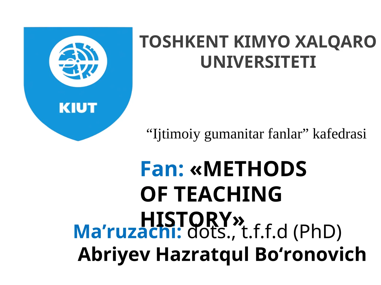 Tarix o‘qitish metodikasi