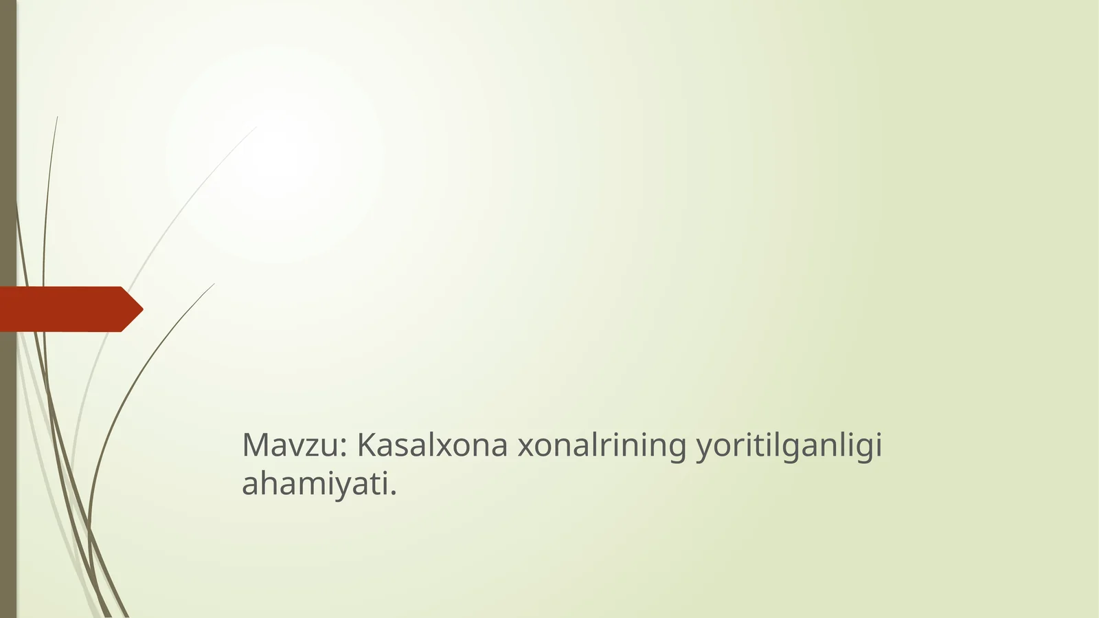 Kasalxonaxonalrining yoritilganligi ahamiyati