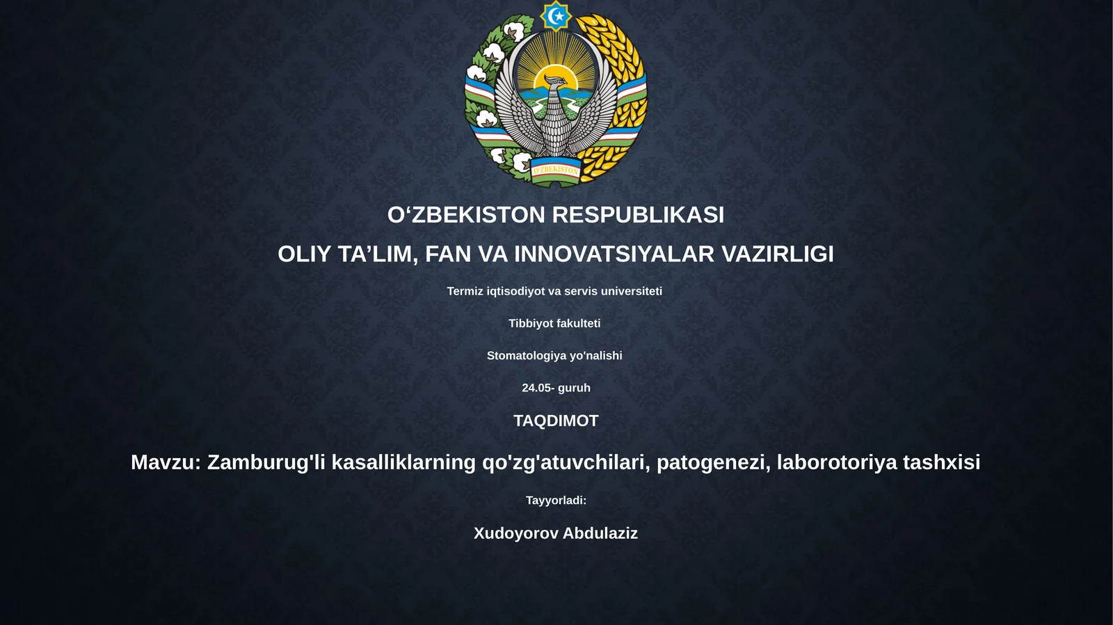 Zamburug'li kasalliklarning qo'zg'atuvchilari, patogenezi, laborotoriya tashxisi