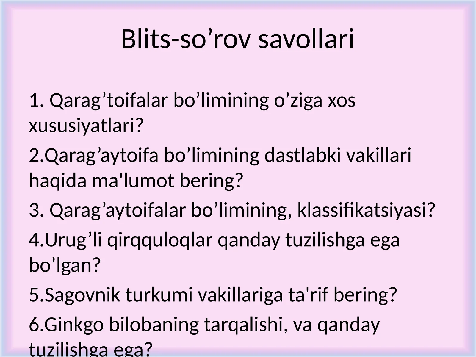 Blits-so’rov savollari