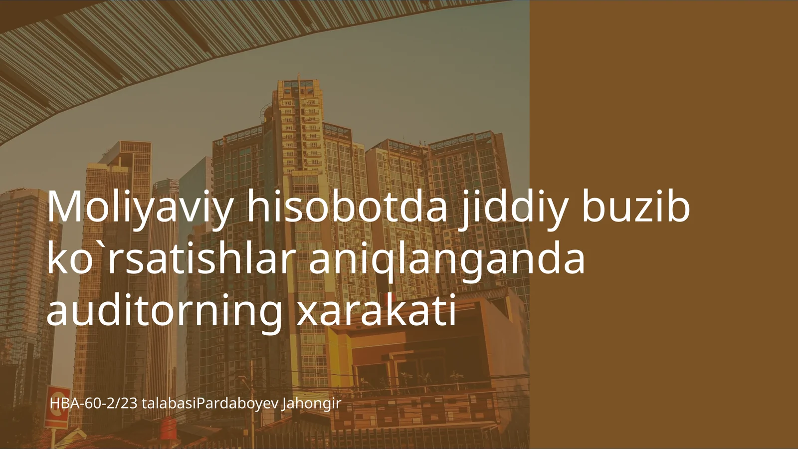 Moliyaviy hisobotda jiddiy buzib ko`rsatishlar aniqlanganda auditorning xarakati