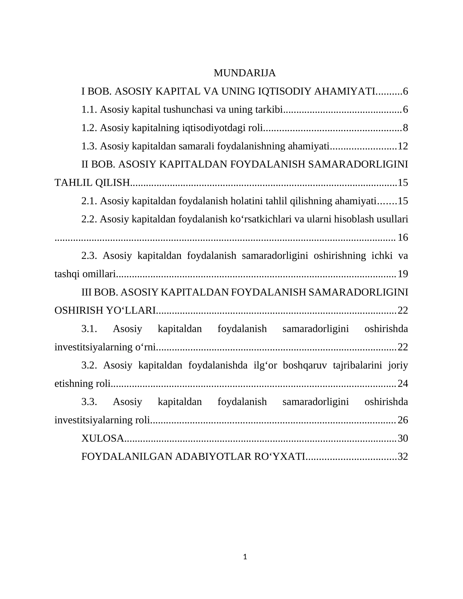 ASOSIY KAPITAL VA UNING IQTISODIY AHAMIYATI